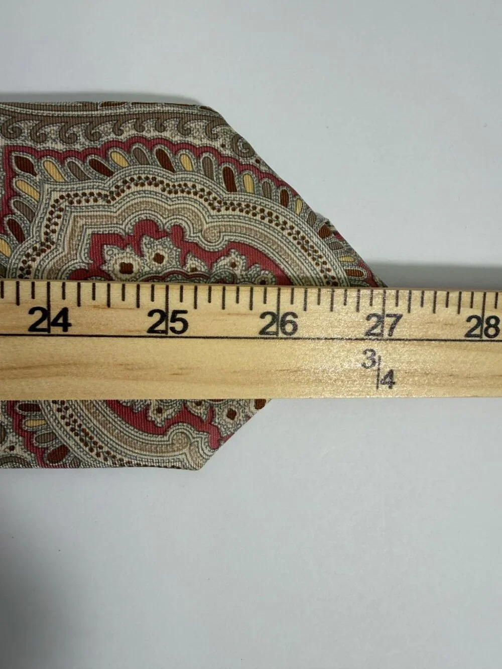 Vintage Kuppenheimer Tie Italian Silk Made In USA Paisley Red Gray Taupe VTG